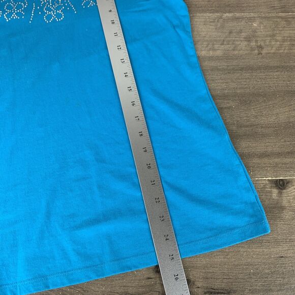 Christopher & Banks Women's Top Size Small Embellished Shirt Short Sleeve Blue - Picture 11 of 11